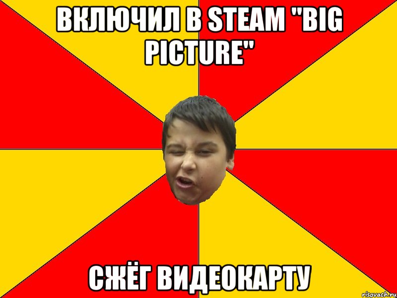 Включил в Steam "Big Picture" Сжёг Видеокарту
