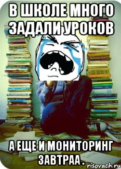 в школе много задали уроков а еще и мониторинг завтраа ., Мем Типовий десятикласник