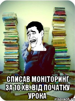  Списав моніторинг за 10 хв. від початку урока, Мем Типовий десятикласник