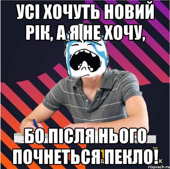 Усі хочуть новий рік, а я не хочу, бо після нього почнеться пекло!, Мем Типовий одинадцятикласник