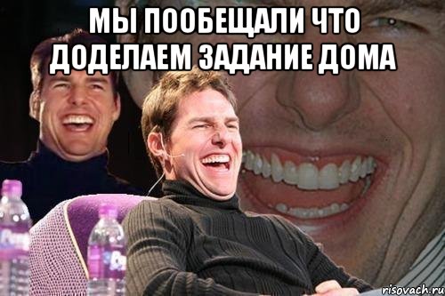 Мы пообещали что доделаем задание дома , Мем том круз