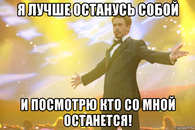 я лучше останусь собой и посмотрю кто со мной останется!, Мем Тони Старк (Роберт Дауни младший)