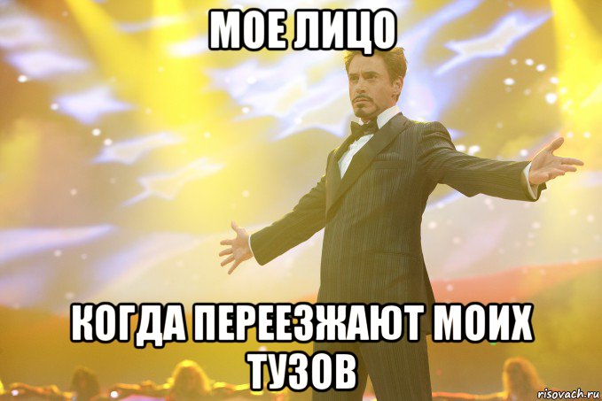мое лицо когда переезжают моих тузов, Мем Тони Старк (Роберт Дауни младший)