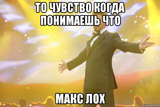 то чувство когда понимаешь что макс лох, Мем Тони Старк (Роберт Дауни младший)