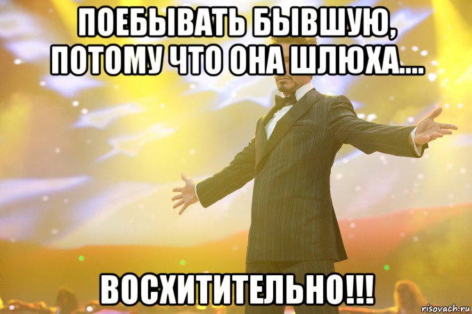 Поебывать бывшую, потому что она шлюха.... ВОСХИТИТЕЛЬНО!!!, Мем Тони Старк (Роберт Дауни младший)