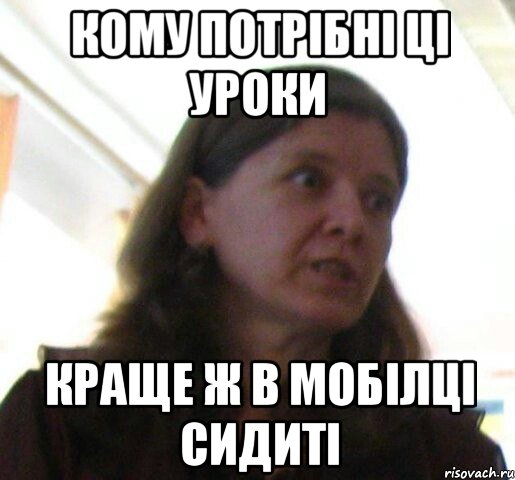 Кому потрібні ці уроки краще ж в мобілці сидиті, Мем ТП