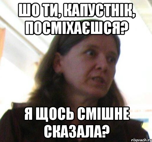 Шо ти, Капустнiк, посмiхаєшся? я щось смiшне сказала?