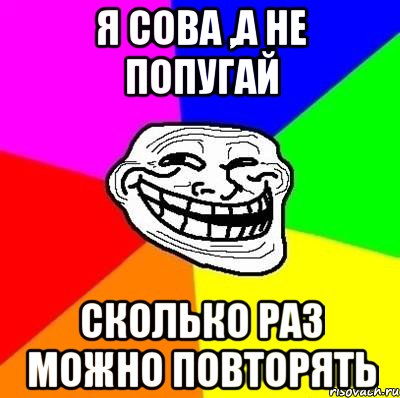 я сова ,а не попугай сколько раз можно повторять, Мем Тролль Адвайс