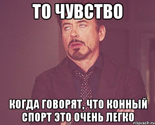 то чувство когда говорят, что конный спорт это очень легко, Мем твое выражение лица