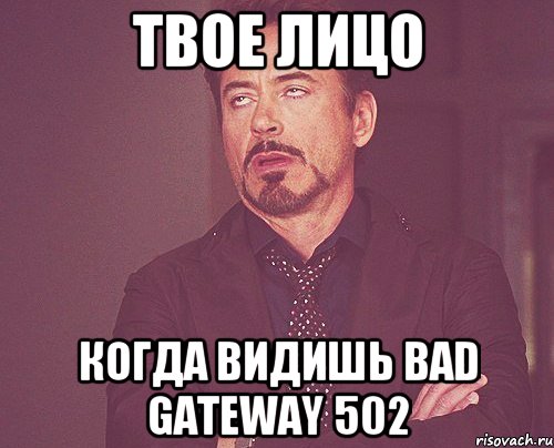 твое лицо когда видишь bad gateway 502, Мем твое выражение лица