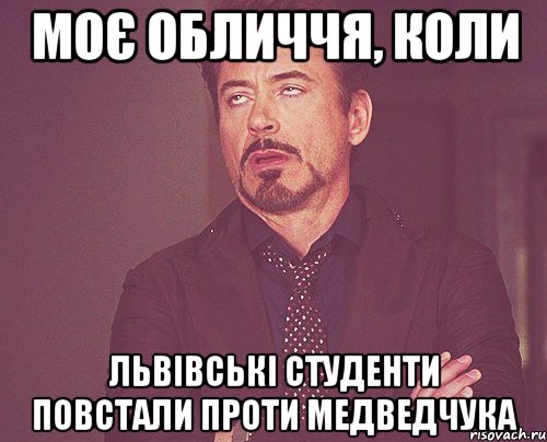 моє обличчя, коли львівські студенти повстали проти медведчука, Мем твое выражение лица