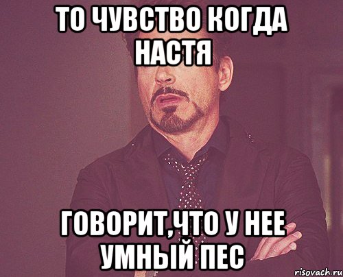 то чувство когда настя говорит,что у нее умный пес, Мем твое выражение лица