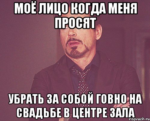 моё лицо когда меня просят убрать за собой говно на свадьбе в центре зала, Мем твое выражение лица