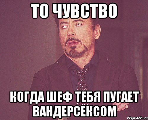 то чувство когда шеф тебя пугает вандерсексом, Мем твое выражение лица