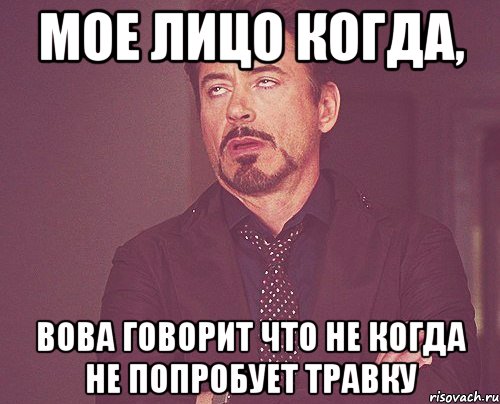 Мое лицо когда, Вова говорит что не когда не попробует травку, Мем твое выражение лица