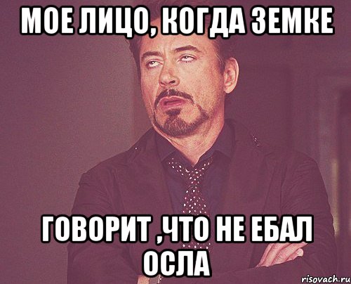Мое лицо, когда Земке говорит ,что не ебал осла, Мем твое выражение лица