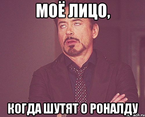 моё лицо, когда шутят о Роналду, Мем твое выражение лица