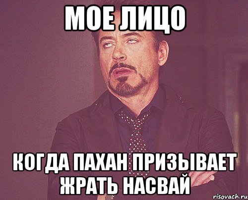 МОЕ ЛИЦО КОГДА ПАХАН ПРИЗЫВАЕТ ЖРАТЬ НАСВАЙ, Мем твое выражение лица
