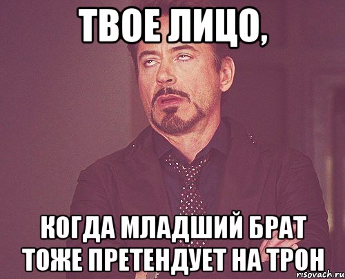 ТВОЕ ЛИЦО, КОГДА МЛАДШИЙ БРАТ ТОЖЕ ПРЕТЕНДУЕТ НА ТРОН, Мем твое выражение лица