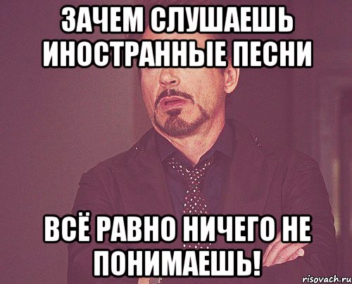 Зачем слушаешь иностранные песни Всё равно ничего не понимаешь!, Мем твое выражение лица