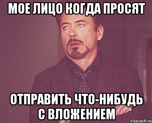 МОЕ ЛИЦО КОГДА ПРОСЯТ ОТПРАВИТЬ ЧТО-НИБУДЬ С ВЛОЖЕНИЕМ, Мем твое выражение лица