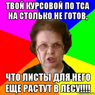 Твой курсовой по ТСА на столько не готов, что листы для него еще растут в лесу!!!!, Мем Типичная училка