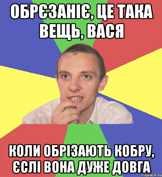 обрєзаніє, це така вещь, вася коли обрізають кобру, єслі вона дуже довга, Мем вася