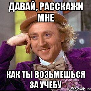 Давай, расскажи мне как ты возьмешься за учебу, Мем Ну давай расскажи (Вилли Вонка)