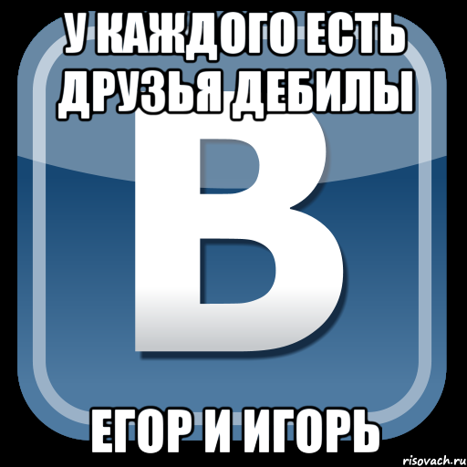 у каждого есть друзья дебилы егор и игорь, Мем   вк