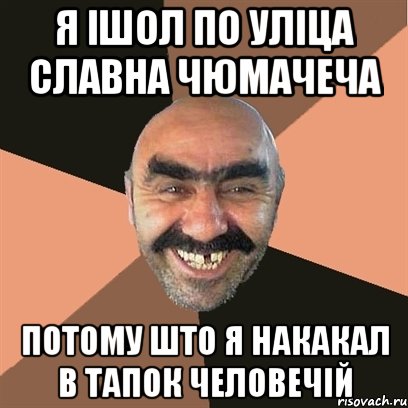 я ішол по уліца славна чюмачеча потому што я накакал в тапок человечій, Мем Я твой дом труба шатал