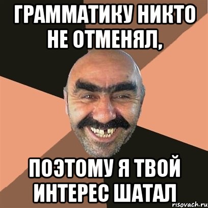 грамматику никто не отменял, поэтому я твой интерес шатал, Мем Я твой дом труба шатал
