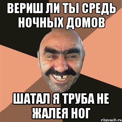 вериш ли ты средь ночных домов шатал я труба не жалея ног, Мем Я твой дом труба шатал