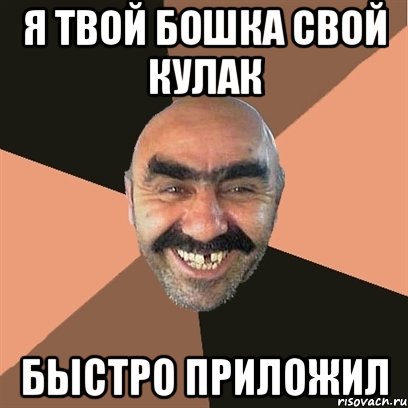 я твой бошка свой кулак быстро приложил, Мем Я твой дом труба шатал