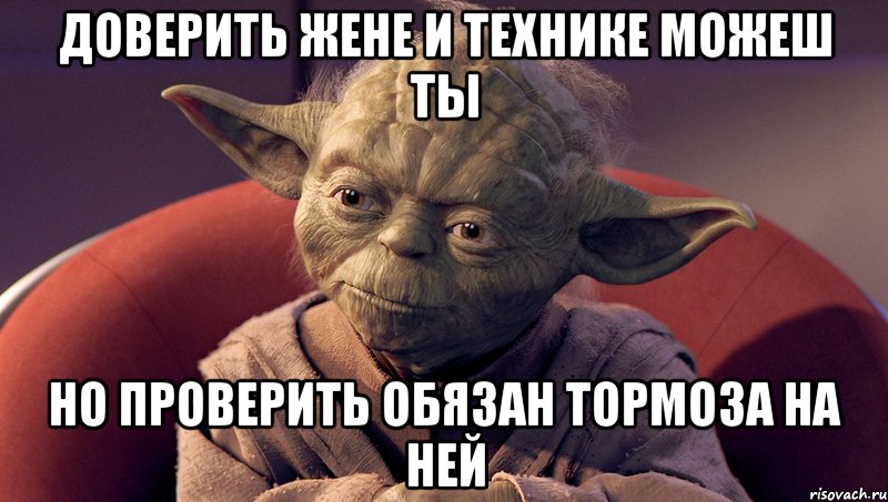 доверить жене и технике можеш ты но проверить обязан тормоза на ней