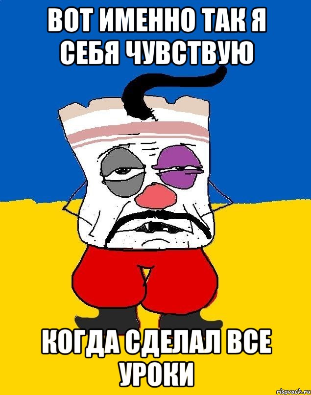 Вот именно так я себя чувствую Когда сделал все уроки, Мем Западенец - тухлое сало