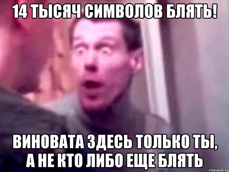 14 тысяч символов блять! виновата здесь только ты, а не кто либо еще блять, Мем Запили