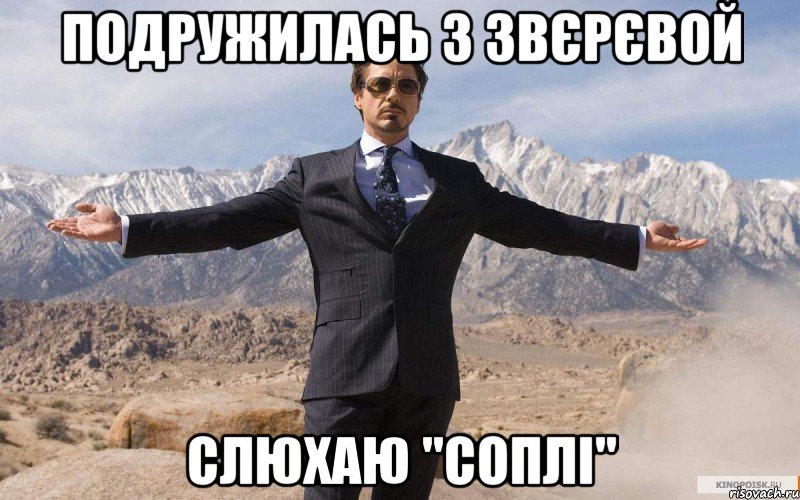 подружилась з звєрєвой слюхаю "соплі", Мем железный человек