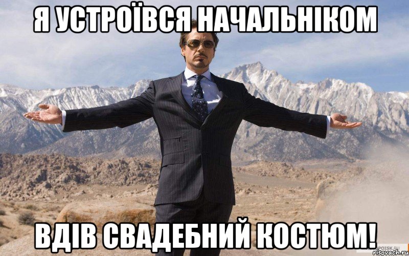 Я устроївся начальніком Вдів свадебний костюм!, Мем железный человек