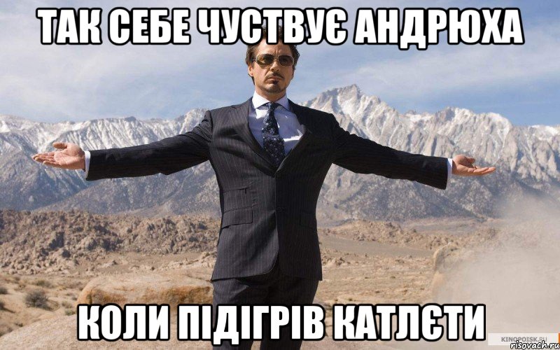 так себе чуствує андрюха коли підігрів катлєти, Мем железный человек