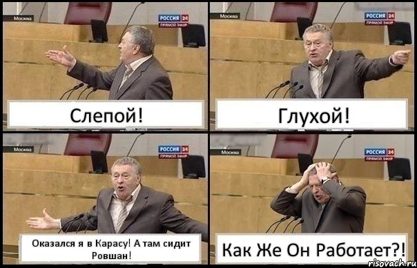 Слепой! Глухой! Оказался я в Карасу! А там сидит Ровшан! Как Же Он Работает?!, Комикс Жирик в шоке хватается за голову