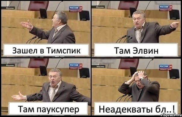 Зашел в Тимспик Там Элвин Там пауксупер Неадекваты бл..!, Комикс Жирик в шоке хватается за голову