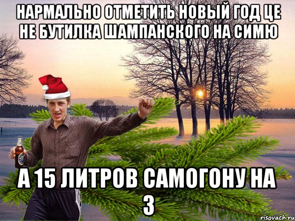 Нармально отметить новый год це не бутилка шампанского на симю а 15 литров самогону на 3, Мем Зимний Паца