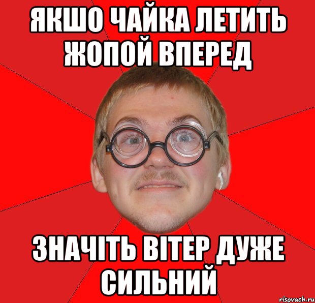 якшо чайка летить жопой вперед значіть вітер дуже сильний, Мем Злой Типичный Ботан