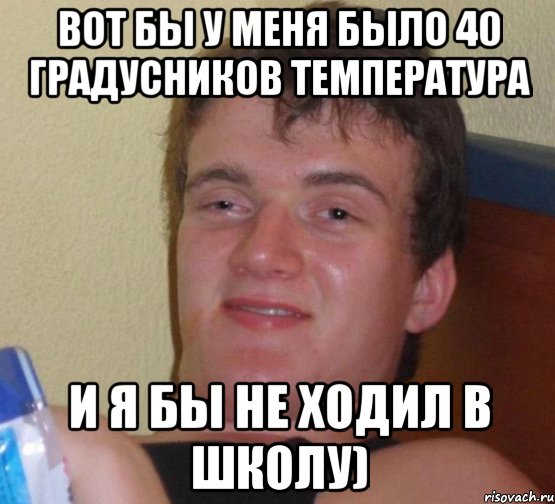 Вот бы у меня было 40 градусников температура И я бы не ходил в школу), Мем 10 guy (Stoner Stanley really high guy укуренный парень)