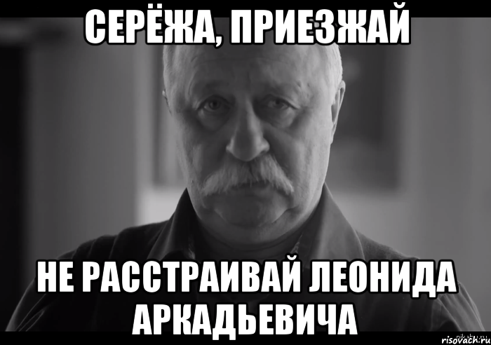 Серёжа, приезжай Не расстраивай Леонида Аркадьевича, Мем Не огорчай Леонида Аркадьевича