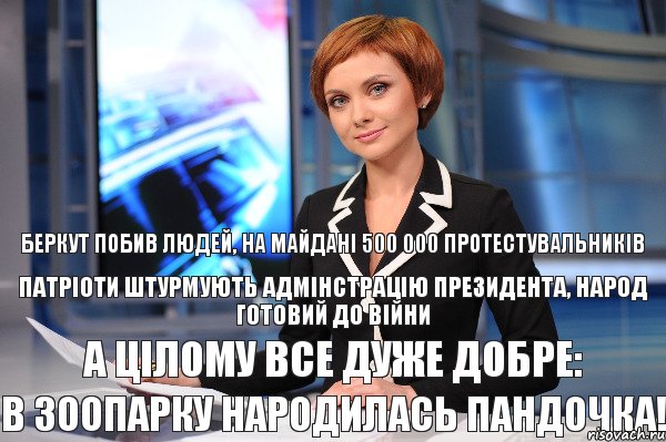 в зоопарку народилась пандочка! а цілому все дуже добре: патріоти штурмують адмінстрацію президента, народ готовий до війни беркут побив людей, на майдані 500 000 протестувальників, Комикс 44