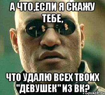 А что,если я скажу тебе, что удалю всех твоих "девушек" из вк?, Мем  а что если я скажу тебе