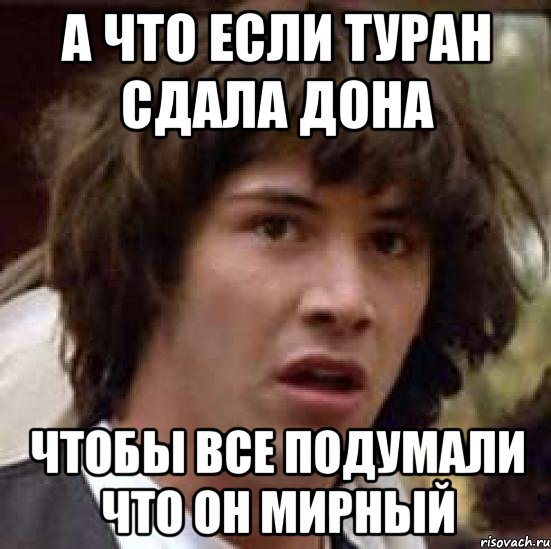 А ЧТО ЕСЛИ ТУРАН СДАЛА ДОНА ЧТОБЫ ВСЕ ПОДУМАЛИ ЧТО ОН МИРНЫЙ, Мем А что если (Киану Ривз)