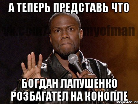 а теперь представь что Богдан Лапушенко розбагател на конопле, Мем  А теперь представь