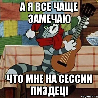 А Я ВСЕ ЧАЩЕ ЗАМЕЧАЮ ЧТО МНЕ НА СЕССИИ ПИЗДЕЦ!, Мем Кот Матроскин с гитарой